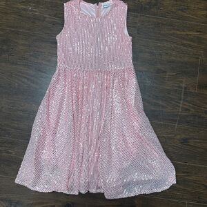 MEBIUS PALE PINK SEQUIN SLEEVELESS DRESS